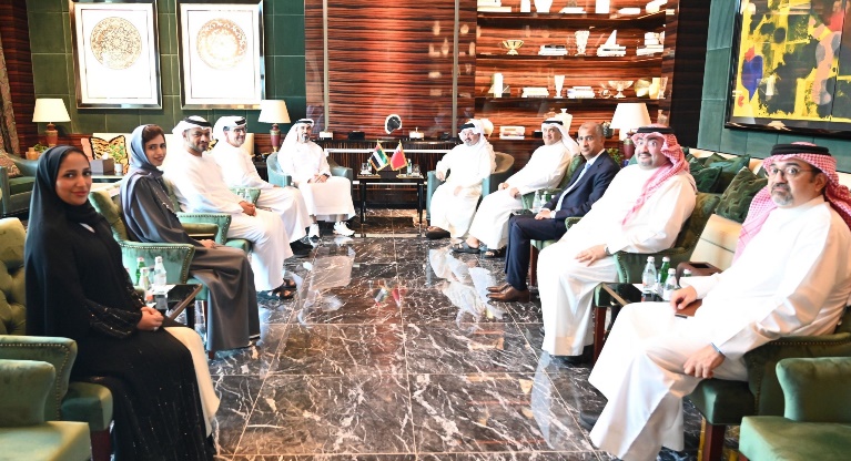 Auditor General Sh. Ahmed bin Mohamed and head of SAI UAE Humaid Abushibs discuss enhancing joint cooperation